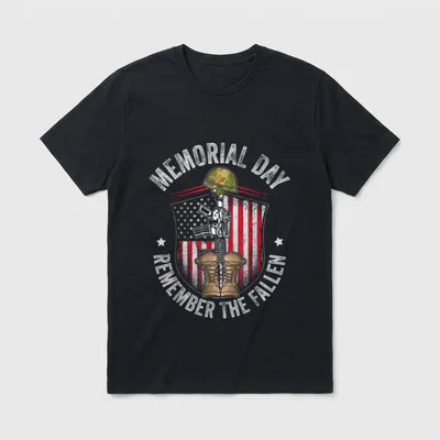 Memorial Day Remember T-Shirt – MEMORIAL DAY and REMEMBER THE FALLEN text with military symbols – Classic T-Shirt in Black