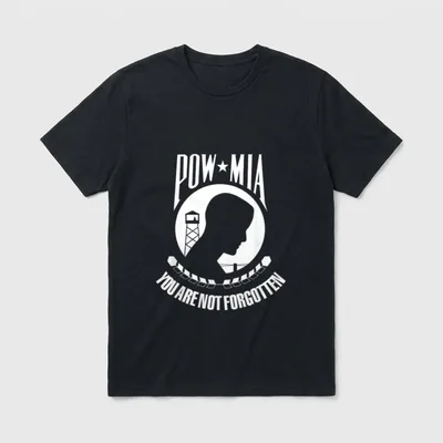 POW MIA Flag White Print T-Shirt – Classic T-Shirt in Black