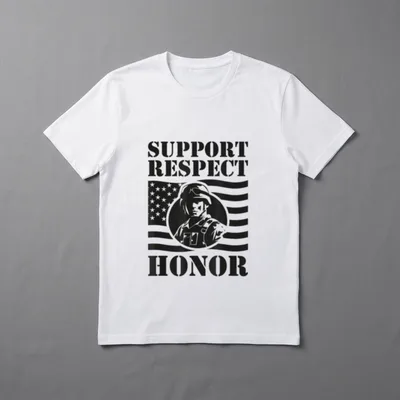 Support Respect Honor Army Memorial Day T-Shirt – Support Respect Honor text with soldier and flag – Classic T-Shirt in Black