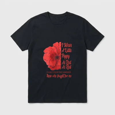 Veterans Day I Wear Red Flower T-Shirt – Classic T-Shirt in Black