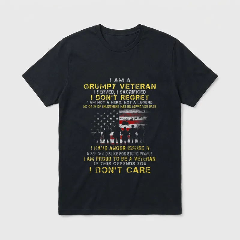 I Am a Grumpy Veteran Served T-Shirt – Classic T-Shirt in Black