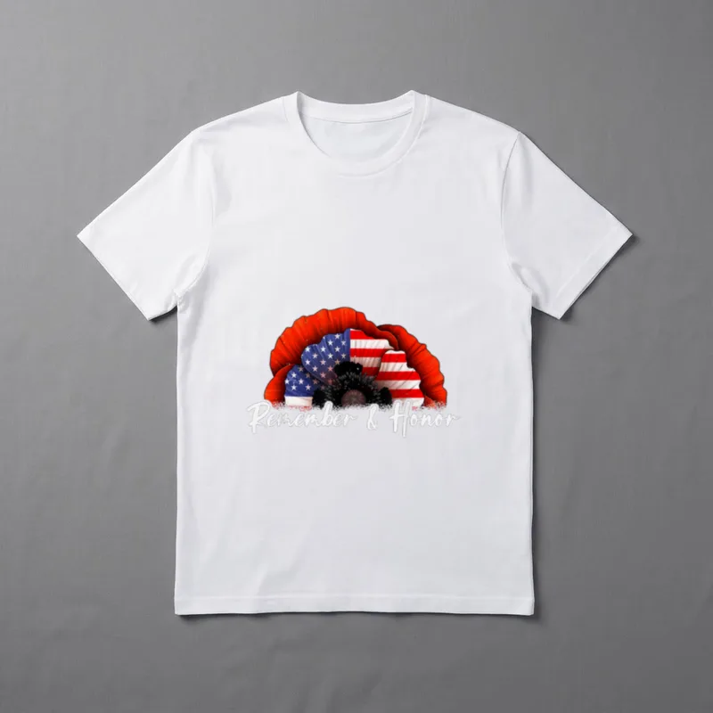 Red Poppy Memorial Day Veterans Remembrance T-Shirt – Classic T-Shirt in Black