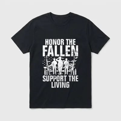 Honor the Fallen Support Living Veteran T-Shirt – Classic T-Shirt in Black
