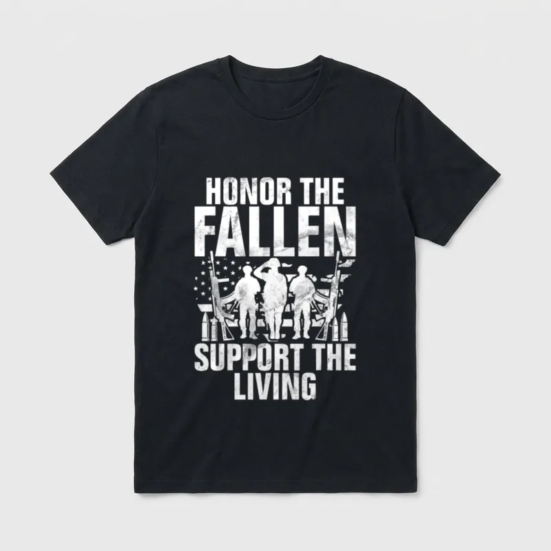 Honor the Fallen Support Living Veteran T-Shirt – Classic T-Shirt in Black