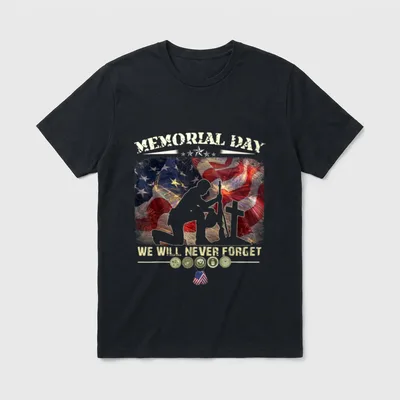 Memorial Day We Will Never Veteran T-Shirt – Classic T-Shirt in Black