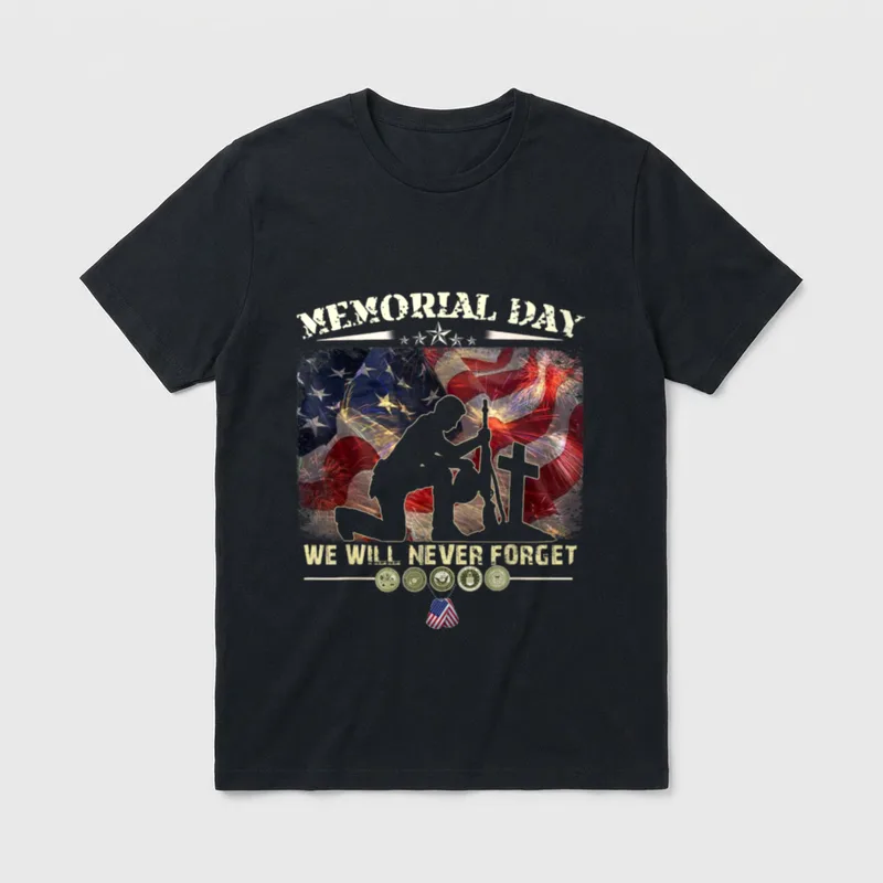 Memorial Day We Will Never Veteran T-Shirt – Classic T-Shirt in Black
