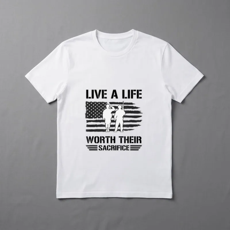 Veterans Day Live a Life Worth T-Shirt – Classic T-Shirt in Black