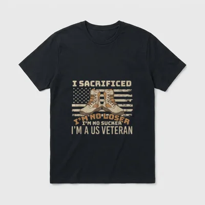 Loser Sucker U S Veteran Patriot T-Shirt – Classic T-Shirt in Black