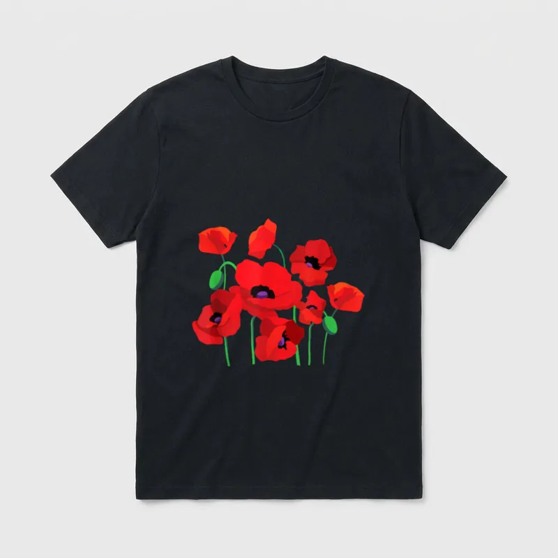 Veterans Day Poppies T-Shirt – Classic T-Shirt in Black