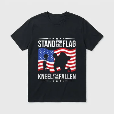Flag Kneel Fallen Veterans Day T-Shirt – Classic T-Shirt in Black