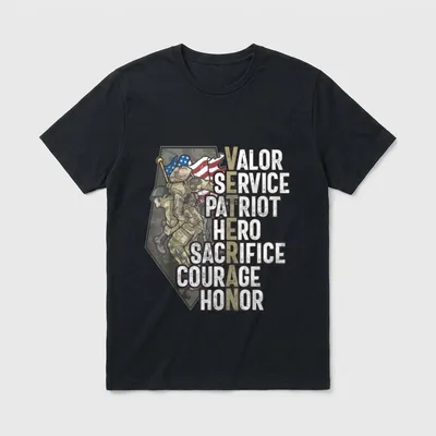 Veterans Valor Service Patriot Hero Sacrifice T-Shirt – Classic T-Shirt in Black