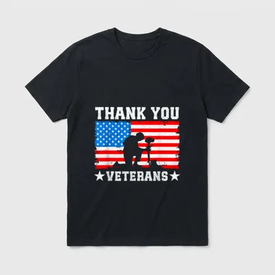 Thank You Veterans Day Memorial Patriotic T-Shirt – Classic T-Shirt in Black