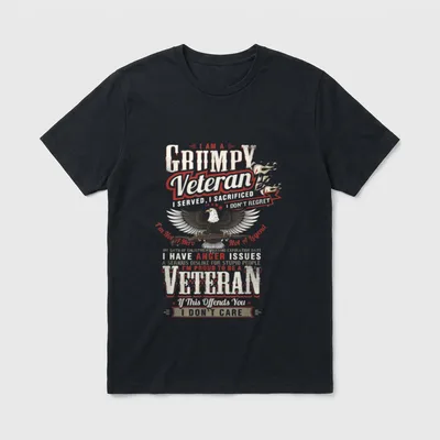 Grumpy Old Veteran Served Sacrificed T-Shirt – Classic T-Shirt in Black