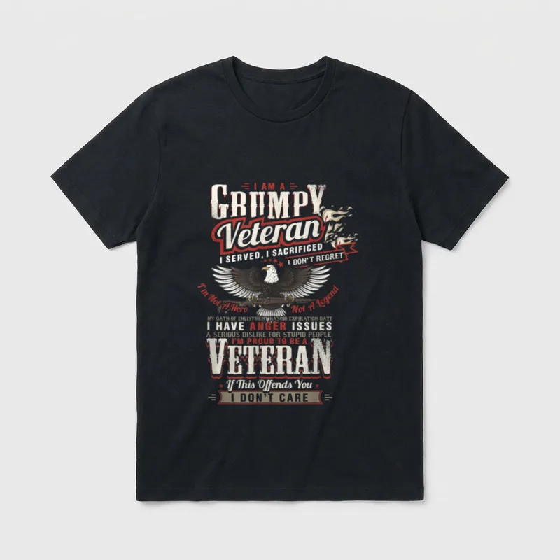 Grumpy Old Veteran Served Sacrificed T-Shirt – Classic T-Shirt in Black