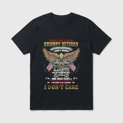 I Am a Grumpy Old Veterans T-Shirt – Classic T-Shirt in Black