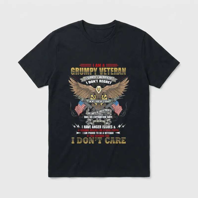I Am a Grumpy Old Veterans T-Shirt – Classic T-Shirt in Black