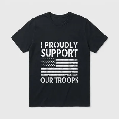 Patriotic Veteran Vintage Flag Support Troops T-Shirt – Classic T-Shirt in Black