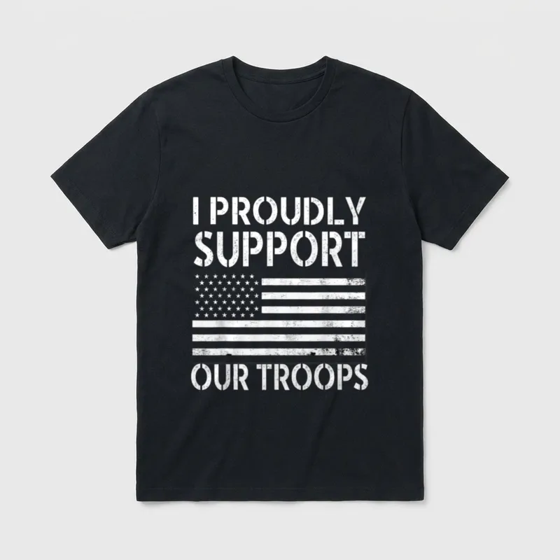 Patriotic Veteran Vintage Flag Support Troops T-Shirt – Classic T-Shirt in Black