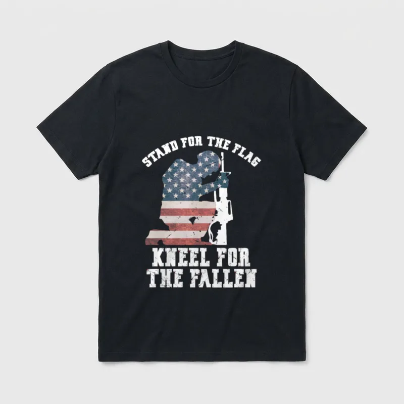 Veteran Stand for the Flag Kneel T-Shirt – Classic T-Shirt in Black