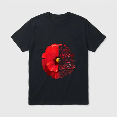 Veterans Day I Wear Red Remember T-Shirt – Classic T-Shirt in Black
