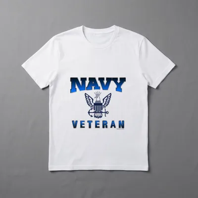 Proud Navy Veteran T-Shirt – Navy and veteran text with eagle seal – Classic T-Shirt in Black