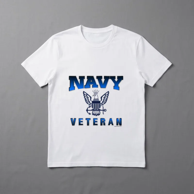 Proud Navy Veteran T-Shirt – Navy and veteran text with eagle seal – Classic T-Shirt in Black