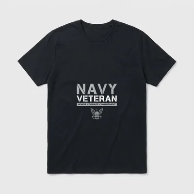 US Navy Veteran Honor Courage T-Shirt – Navy Veteran Honor Courage Commitment with eagle insignia – Classic T-Shirt in Black