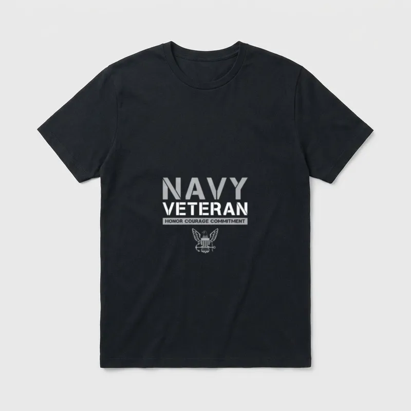 US Navy Veteran Honor Courage T-Shirt – Navy Veteran Honor Courage Commitment with eagle insignia – Classic T-Shirt in Black