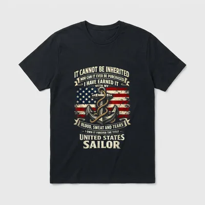 Military Sailor Veteran T-Shirt – Anchor, American flag, and Navy sailor honor message – Classic T-Shirt in Black
