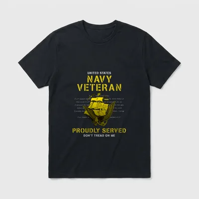 Female Military Service T-Shirt – United States Navy Veteran Proudly Served with eagle and ship – Classic T-Shirt in Black