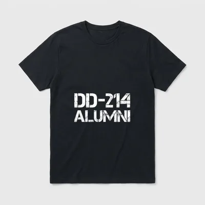 Military Veteran Discharge T-Shirt – DD-214 ALUMNI in distressed white lettering – Classic T-Shirt in Black