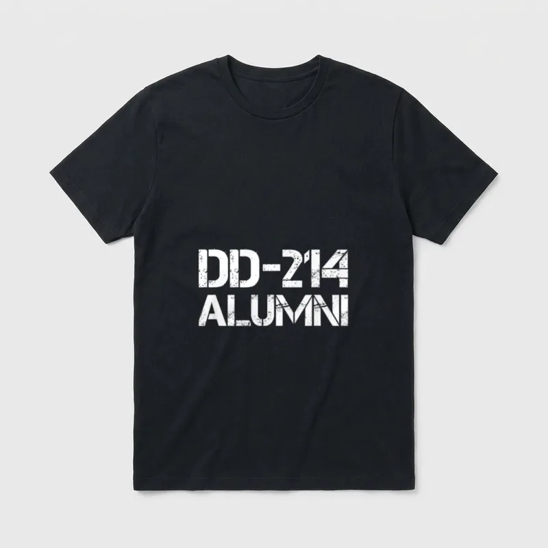 Military Veteran Discharge T-Shirt – DD-214 ALUMNI in distressed white lettering – Classic T-Shirt in Black