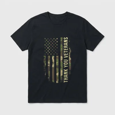 Veteran Camouflage Flag T-Shirt – Classic T-Shirt in Black