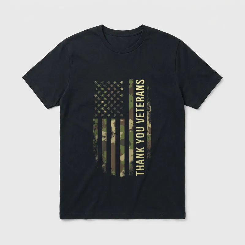 Veteran Camouflage Flag T-Shirt – Classic T-Shirt in Black