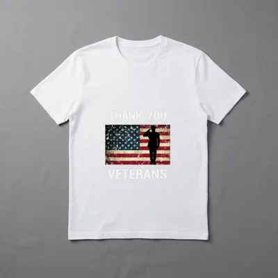 Thank You Veterans US T-Shirt – THANK YOU" and "VETERANS" with flag and soldier silhouette – Classic T-Shirt in Black