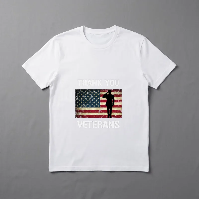 Thank You Veterans US T-Shirt – THANK YOU" and "VETERANS" with flag and soldier silhouette – Classic T-Shirt in Black