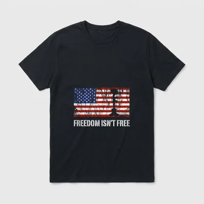 Freedom Isn't Free Veteran T-Shirt – Soldiers on flag with "Freedom Isn't Free" text – Classic T-Shirt in Black