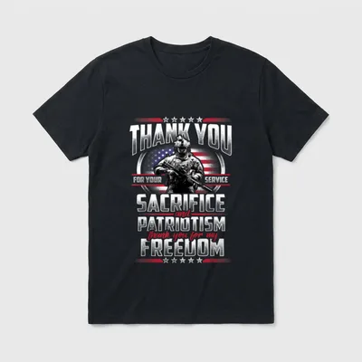 Patriotic Veteran Thank You T-Shirt – Classic T-Shirt in Black