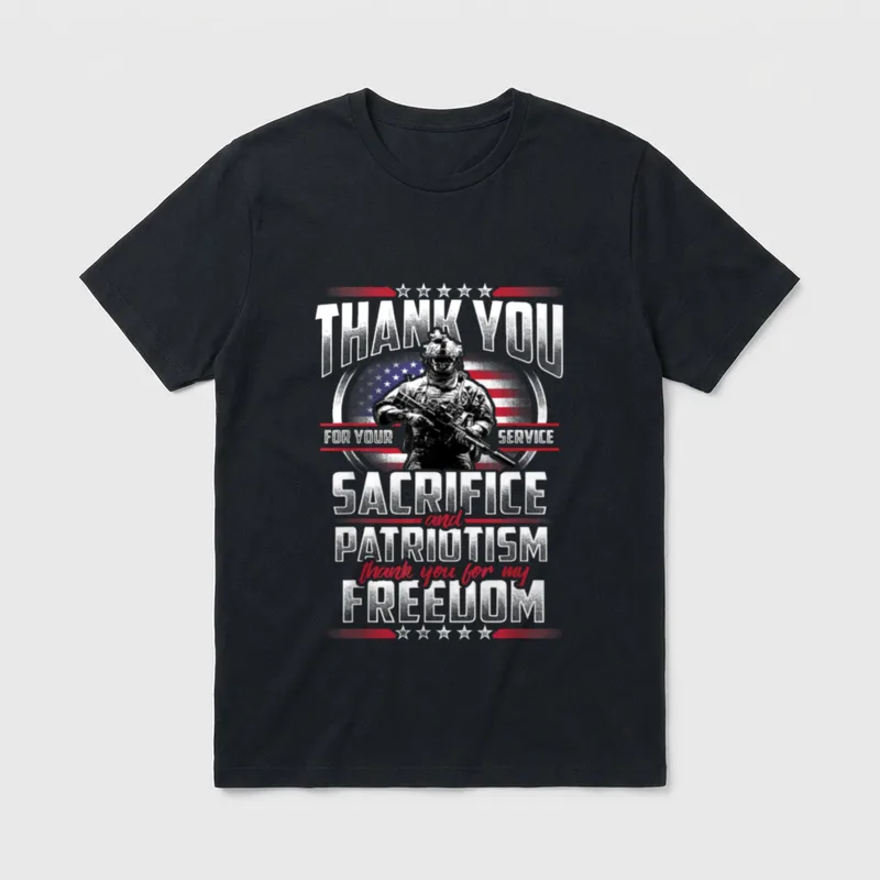 Patriotic Veteran Thank You T-Shirt – Classic T-Shirt in Black