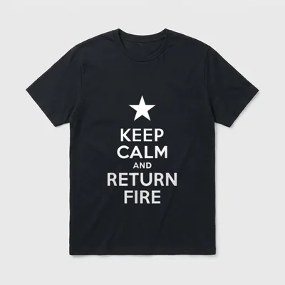 Military Veteran Return Fire T-Shirt – Keep Calm and Return Fire text with star – Classic T-Shirt in Black