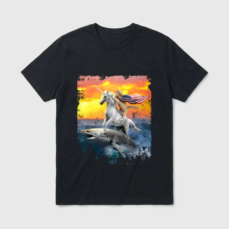 Veteran Cat Unicorn Shark T-Shirt – Classic T-Shirt in Black