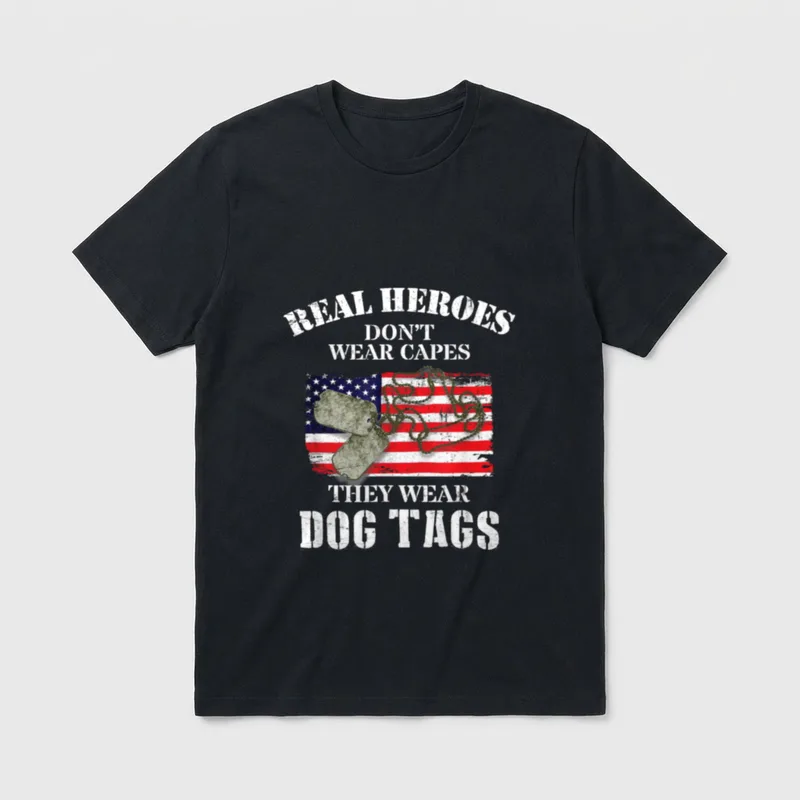 American Veteran Flag Dog Tag T-Shirt – Classic T-Shirt in Black