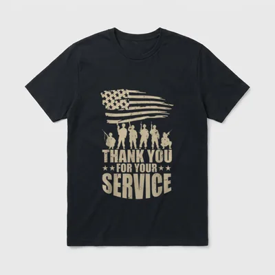 Veterans Thank You American Flag T-Shirt – Classic T-Shirt in Black