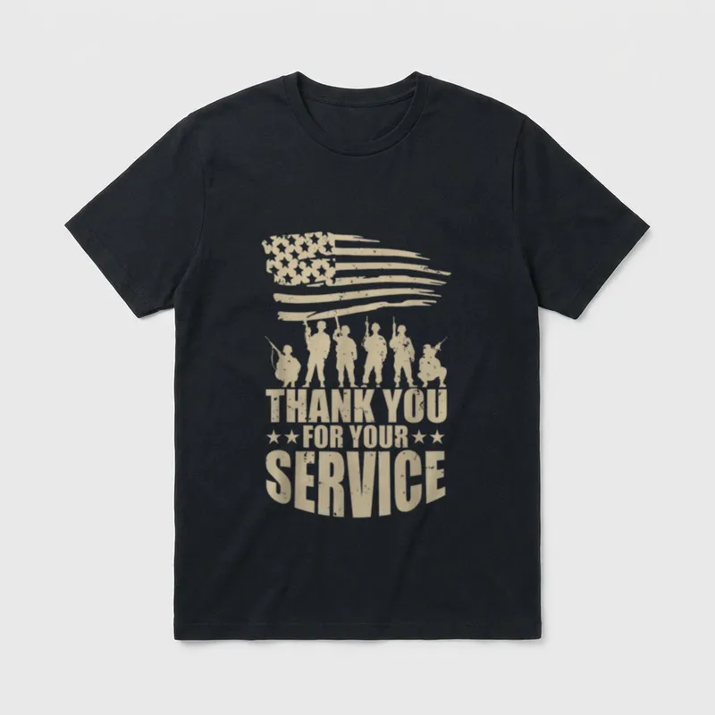 Veterans Thank You American Flag T-Shirt – Classic T-Shirt in Black