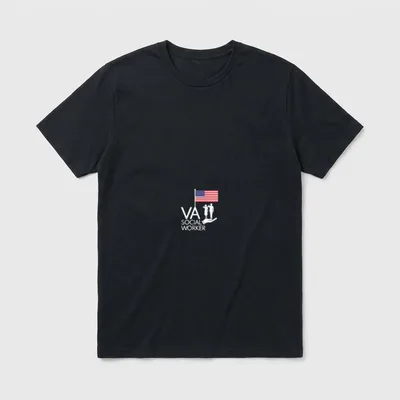 VA Social Worker Veteran T-Shirt – VA SOCIAL WORKER text with flag and saluting figures – Classic T-Shirt in Black