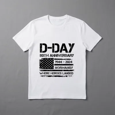 D-Day 80th Anniversary USA Flag Veteran T-Shirt – Classic T-Shirt in Black