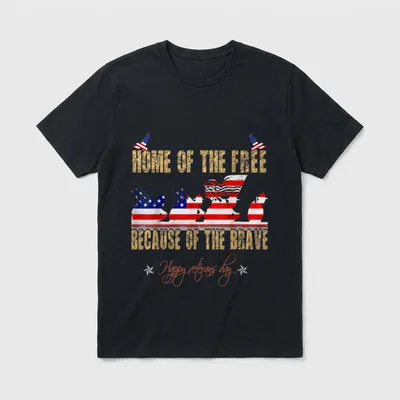 Home Of The Free T-Shirt – Home Of The Free Because Of The Brave with flag animals – Classic T-Shirt in Black