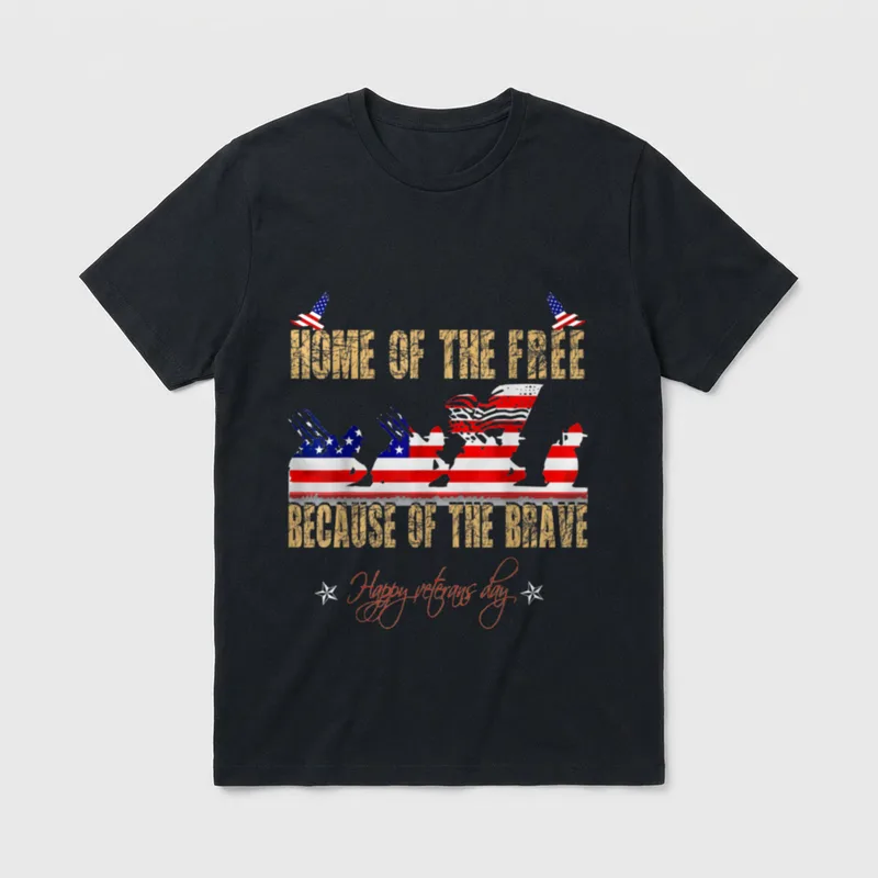 Home Of The Free T-Shirt – Home Of The Free Because Of The Brave with flag animals – Classic T-Shirt in Black