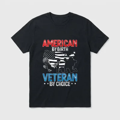 American by Birth Veteran Choice Military T-Shirt – Classic T-Shirt in Black