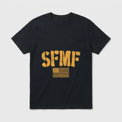 Armed Forces Veteran Pride T-Shirt – SFMF text with vintage American flag – Classic T-Shirt in Black